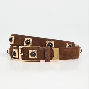 Aureum Collective No.2 Chocolate Suede Studded belt